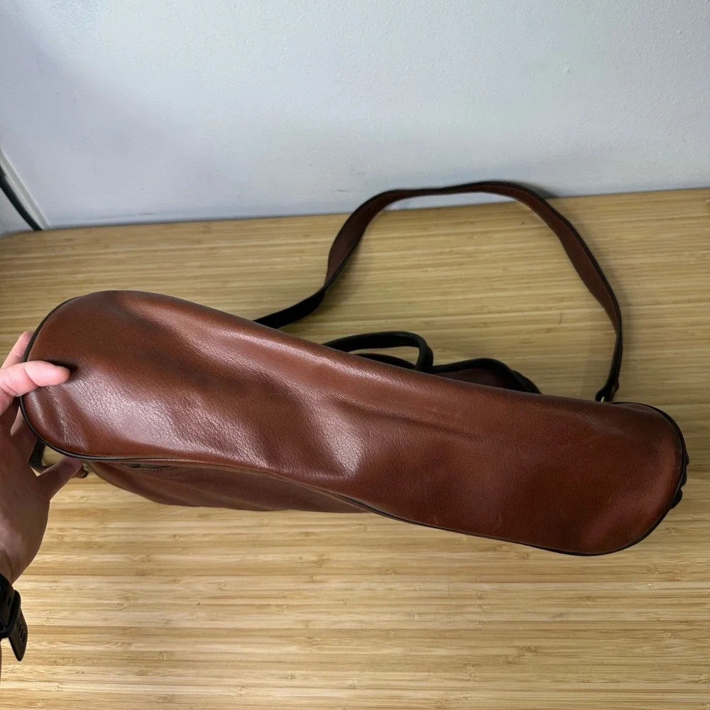 Mowen Leather Designs Messenger Briefcase Bag Brown Black Leather Academia GUC - Picture 6 of 16
